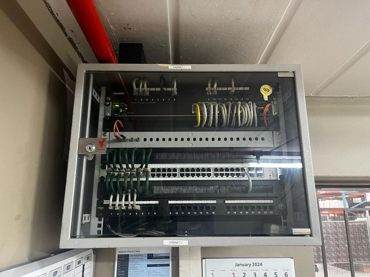 Network cabinet after cable management